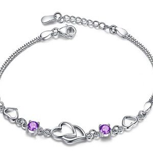 Elegant Silver Bracelet with Heart Accents